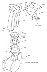 Discharge Chute Diagram and Parts List for 633129X54B 2001 Briggs and Stratton Snow Blower